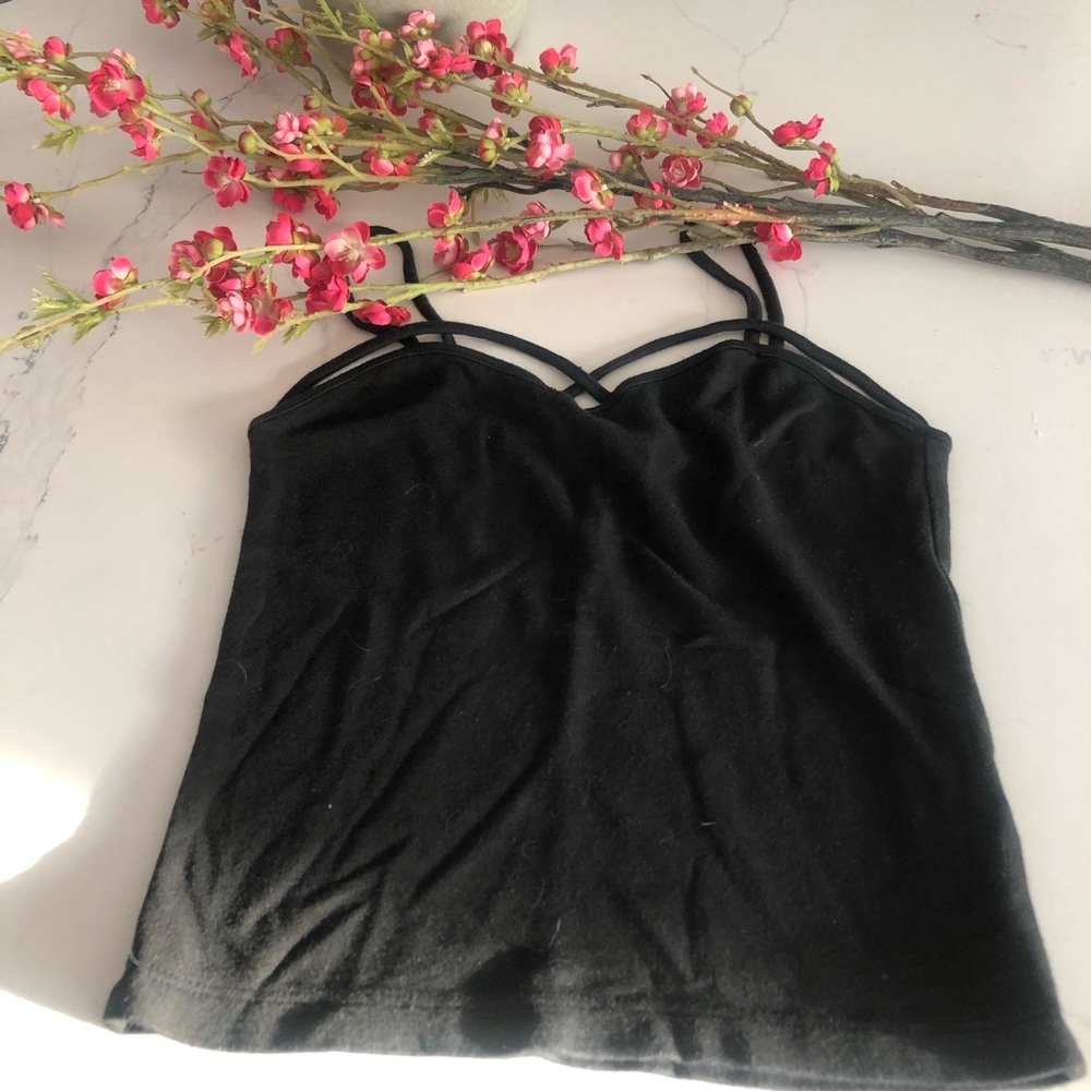 Brandy Melville Black cross tank top